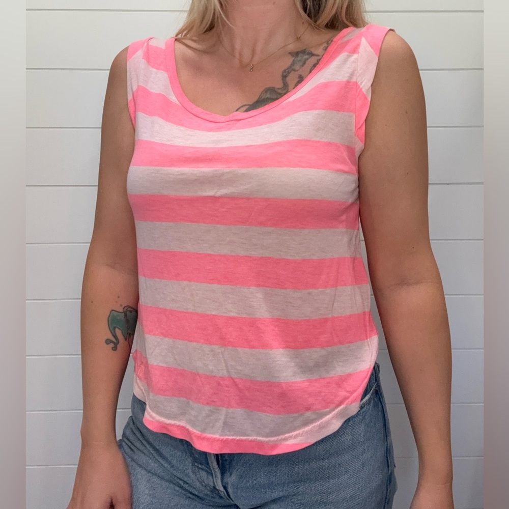Abercrombie & Fitch Neon Pink and White Tank Top